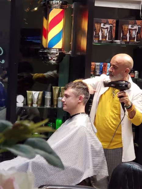 Modern barber shop interior with professional barber chair